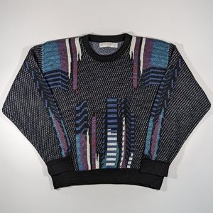 Vintage Jantzen Sweater Men's Size Large 80s Abstract Pattern Acrylic Pullover